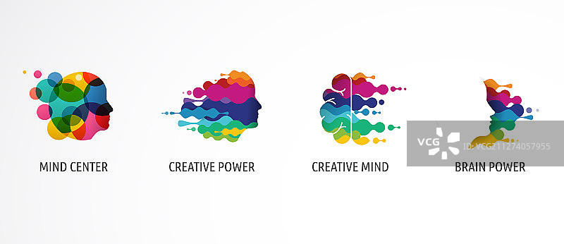 大脑创造性思维学习和设计图标图片素材