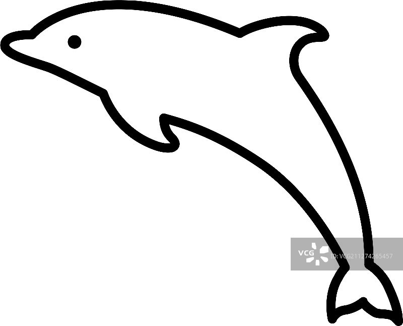 海豚线图标剪影上的白色图片素材