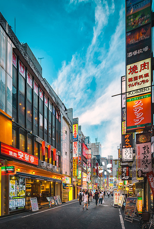 日本东京新宿歌舞伎町一番街夜景建筑风光图片素材