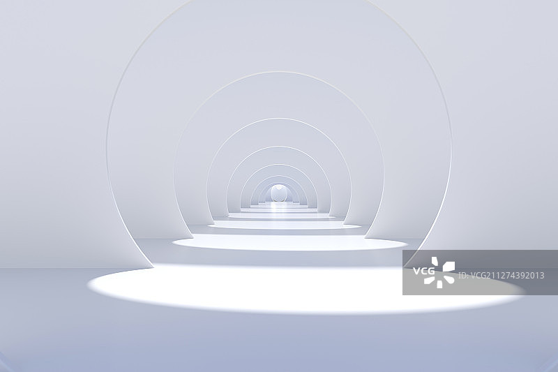 3D抽象圆形简洁隧道图片素材