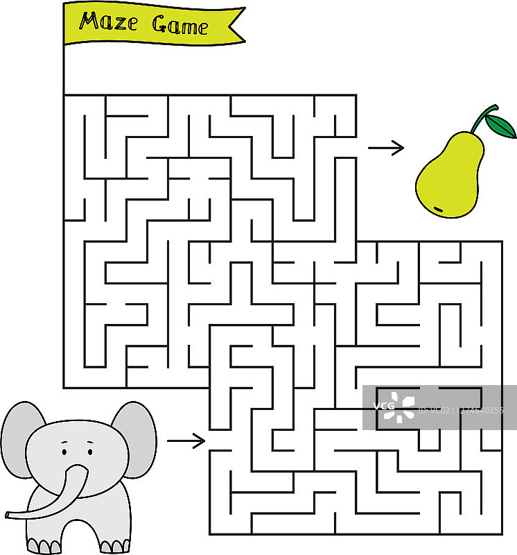 卡通大象迷宫游戏图片素材