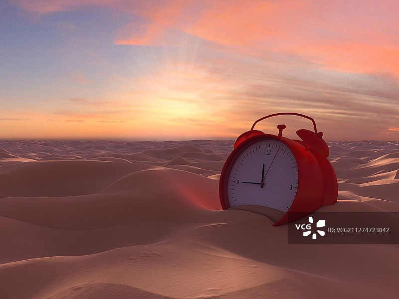 沙漠中的闹钟图片素材
