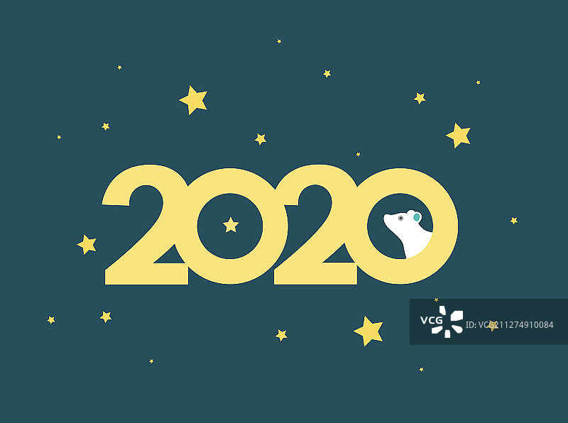 2020年老鼠在新年里窥视数字图片素材