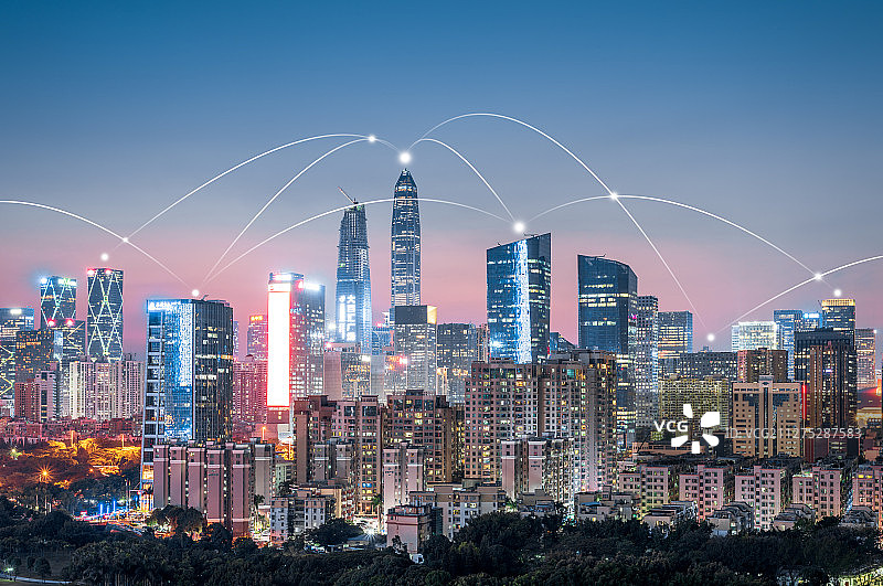 深圳城市风光和科技大数据概念图片素材