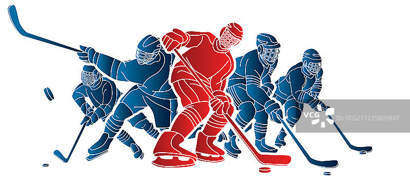 冰球运动员动作卡通运动图形图片素材