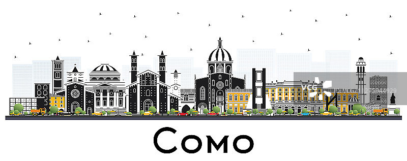 科莫意大利城市天际线与彩色建筑图片素材