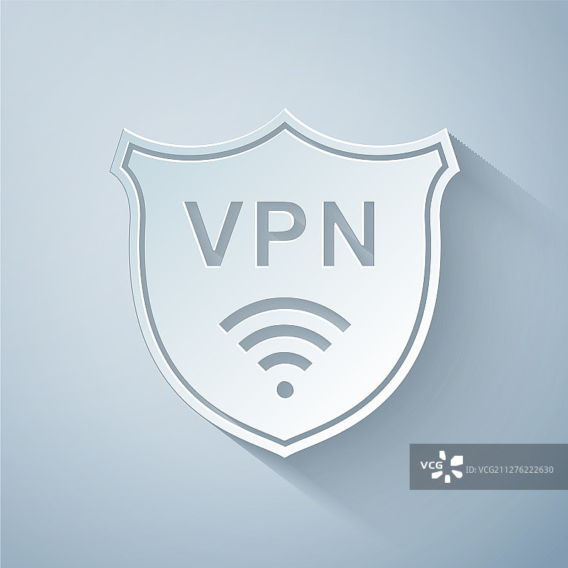 剪纸盾牌与VPN和wifi无线图片素材