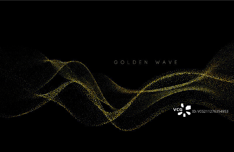 抽象闪亮的彩色金色波浪设计元素图片素材