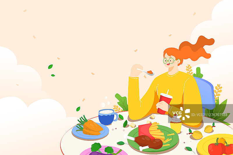 美食吃饭聚餐购物活动餐饮烹饪食品健康营养背景矢量插画图片素材