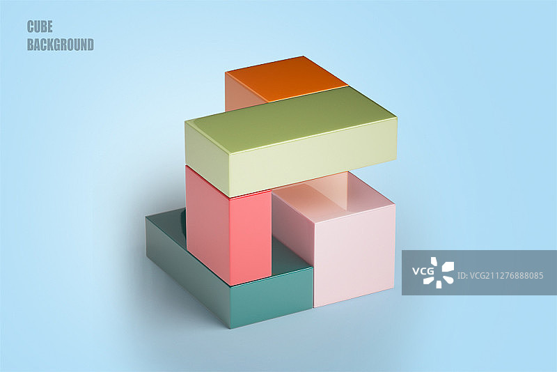 多色矩形三维立方体堆叠成立方体状图片素材