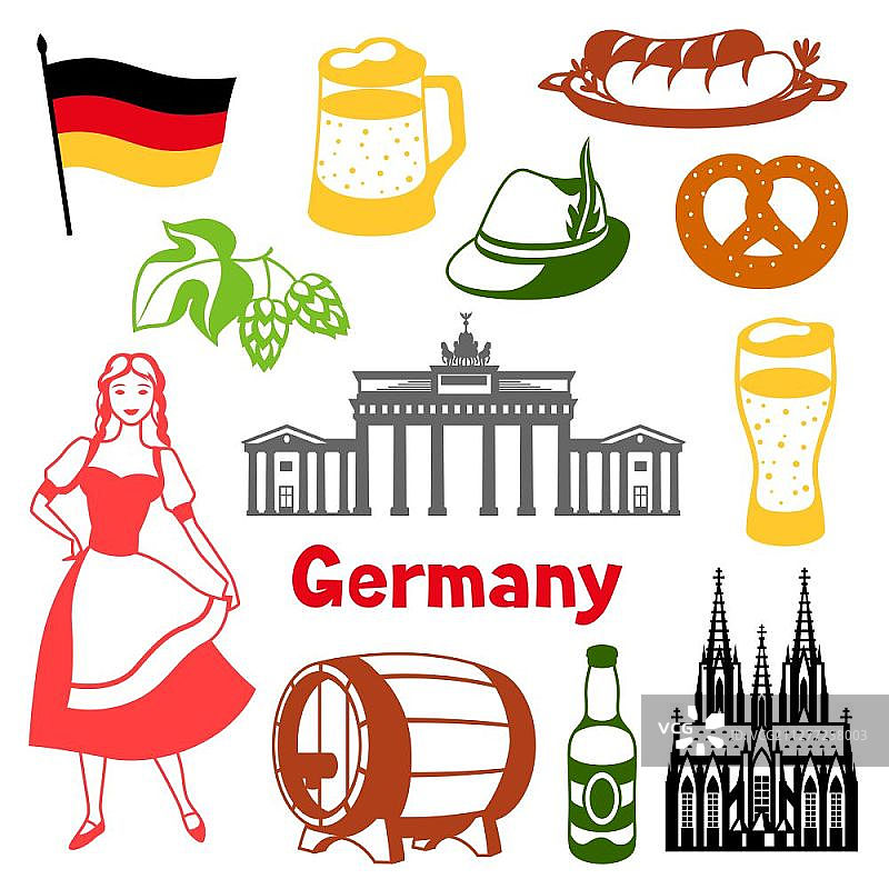 德国的图标集。德国民族传统符号和物件…德国的图标集。德国民族传统符号。图片素材