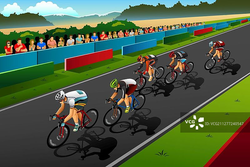 一个矢量插图的人在比赛中骑自行车运动的比赛系列图片素材