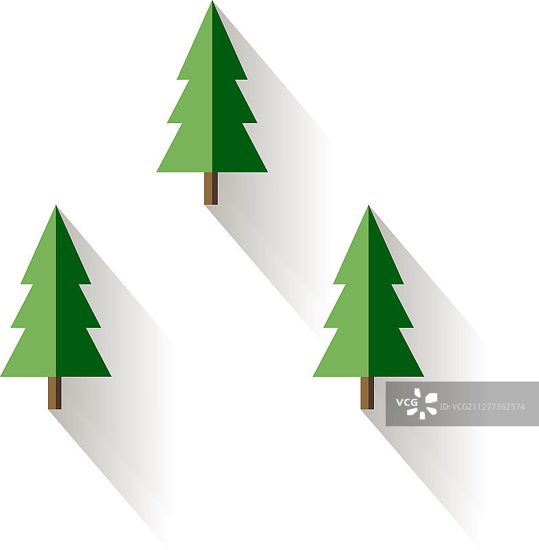 圣诞树在平冷杉设计风格图片素材