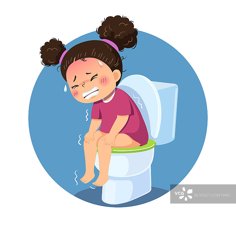 一个坐在马桶上腹泻的女孩图片素材