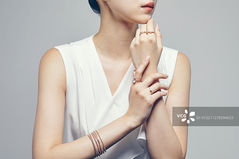 美丽，手，手势，白色背景，手指，珠宝图片素材