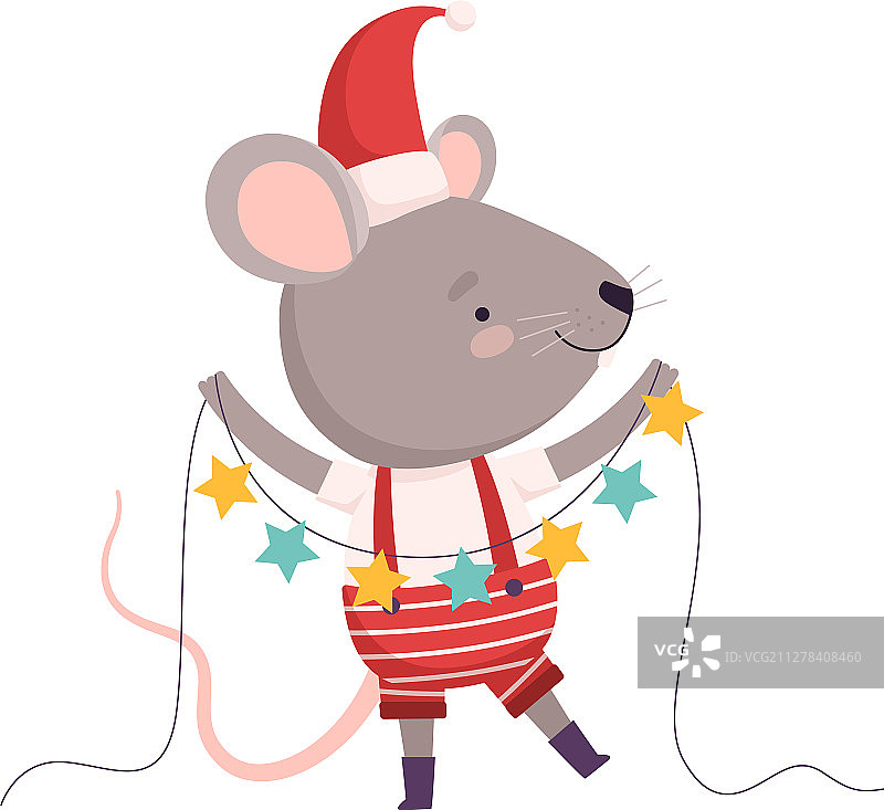 可爱的老鼠在圣诞老人的服装图片素材