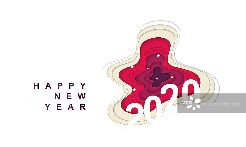 2020年新年快乐的纸面风格图片素材