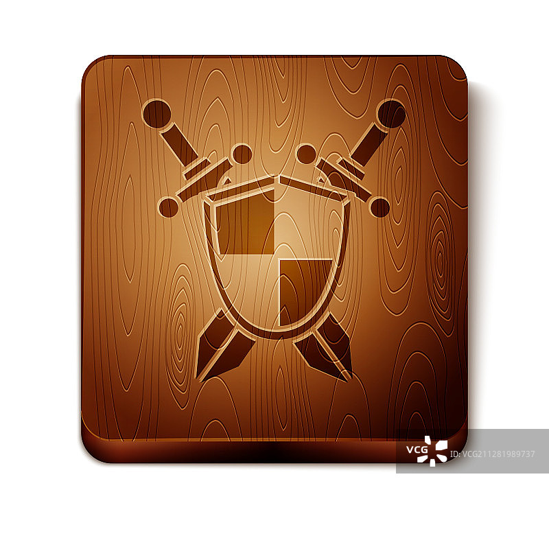 棕色的中世纪盾牌与交叉的剑图标图片素材