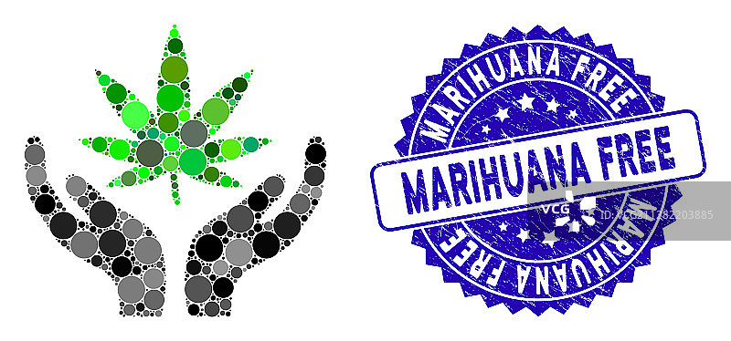 马赛克大麻护理图标与纹理的大麻图片素材