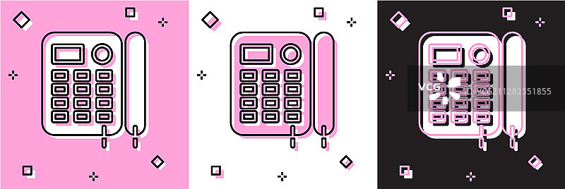 设置电话图标隔离在粉红色和白色图片素材