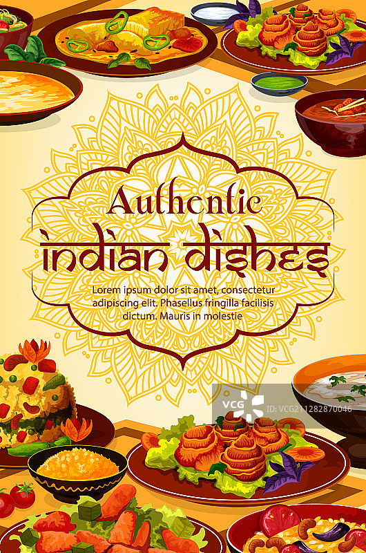 正宗的印度菜印度菜菜单图片素材