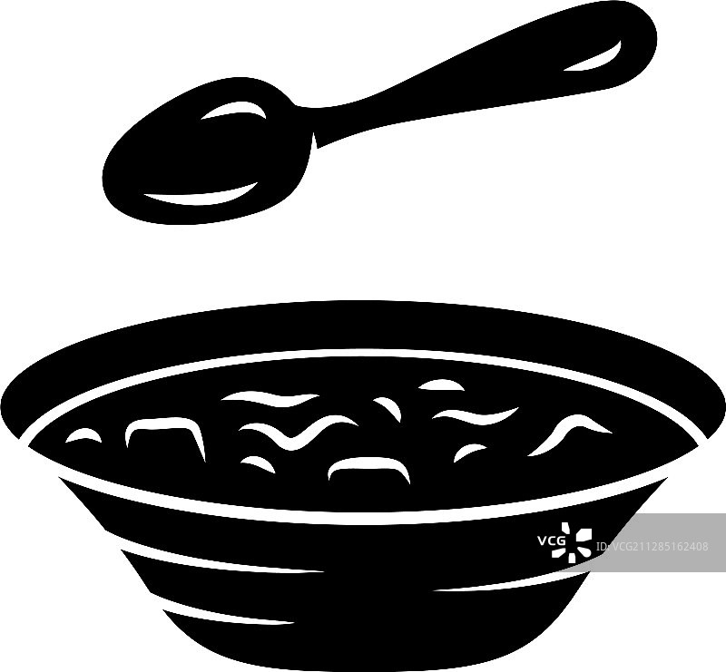 汤字形图标碗和勺子厨房用具热图片素材