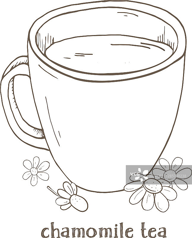 杯洋甘菊茶，杯中有洋甘菊花图片素材