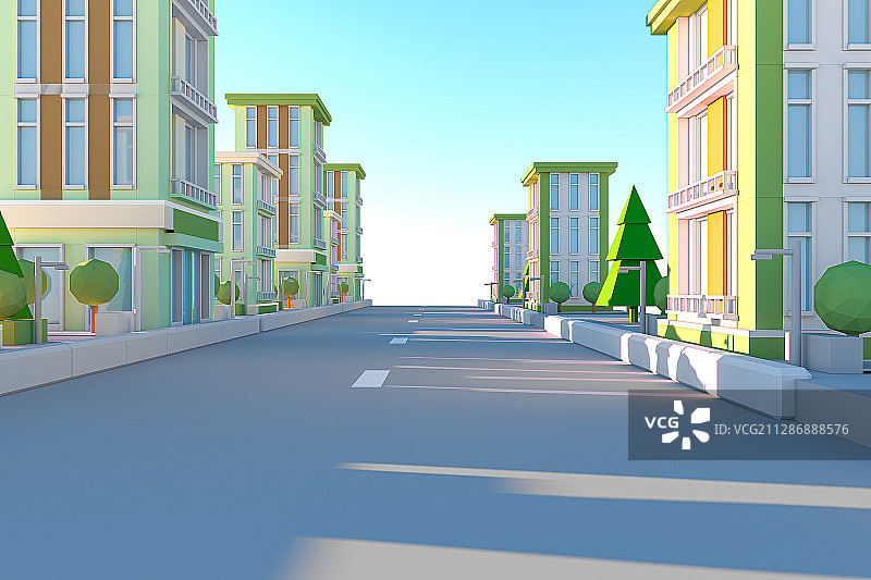 3D卡通街道背景空间图片素材