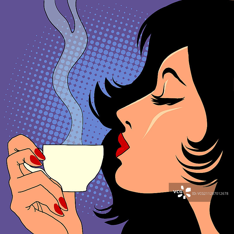 喝热咖啡的女人图片素材