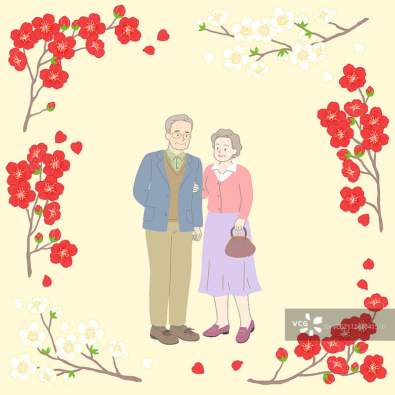 春花框与快乐的人插图003图片素材