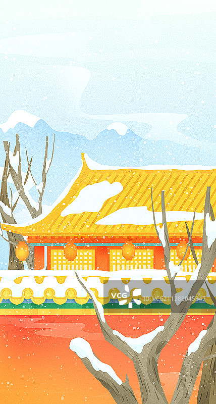 二十四节气小雪风景插画图片素材