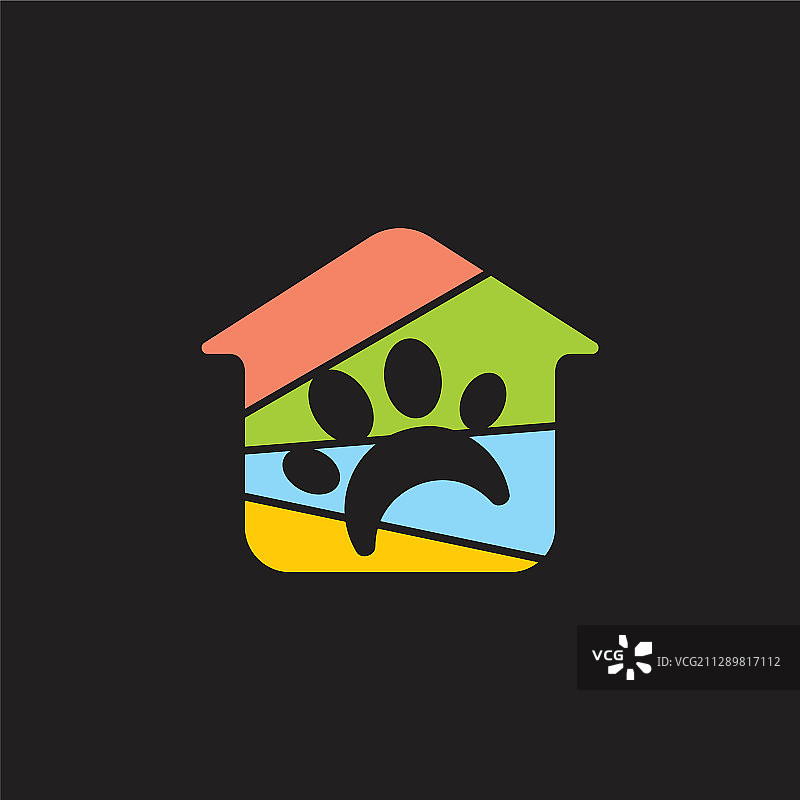 家和宠物店爪彩色标志图片素材