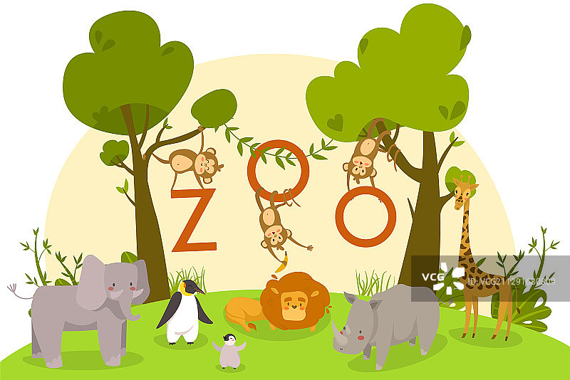 动物园里的动物可爱的卡通人物狮子图片素材