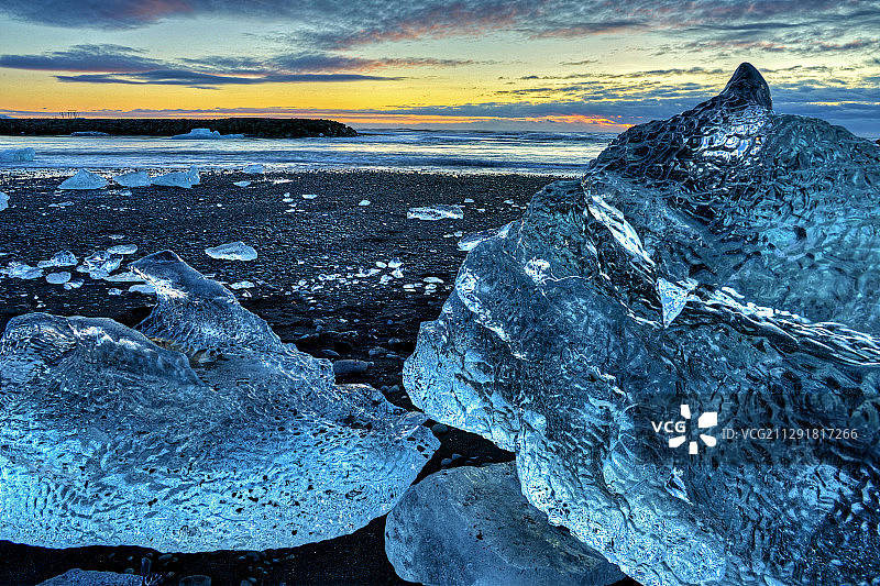 冰岛霍芬的钻石海滩图片素材