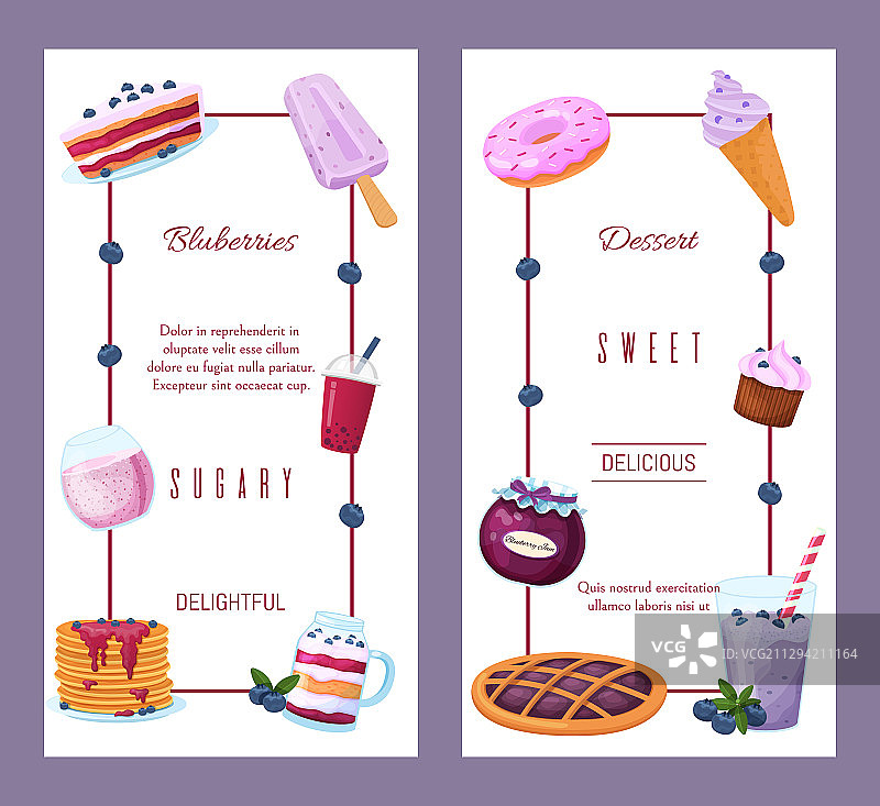 菜单甜蓝莓甜点图标海报和图片素材