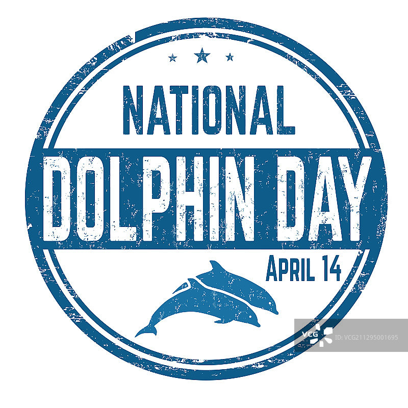国家海豚日垃圾橡皮图章图片素材