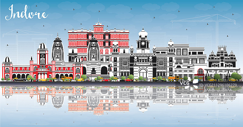 印多尔印度城市天际线与灰色的建筑物图片素材