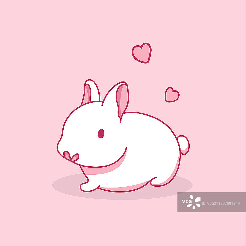 粉色底可爱爱心小兔子矢量插画背景壁纸图片素材