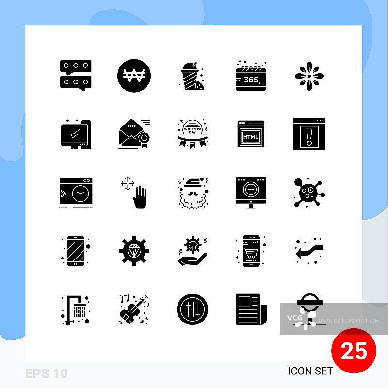 设置25个现代UI图标符号标志的印度图片素材
