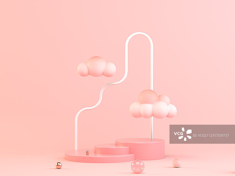 3D粉色柔美展台背景图片素材