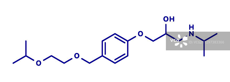 比索洛尔-受体阻滞剂，分子模型图片素材