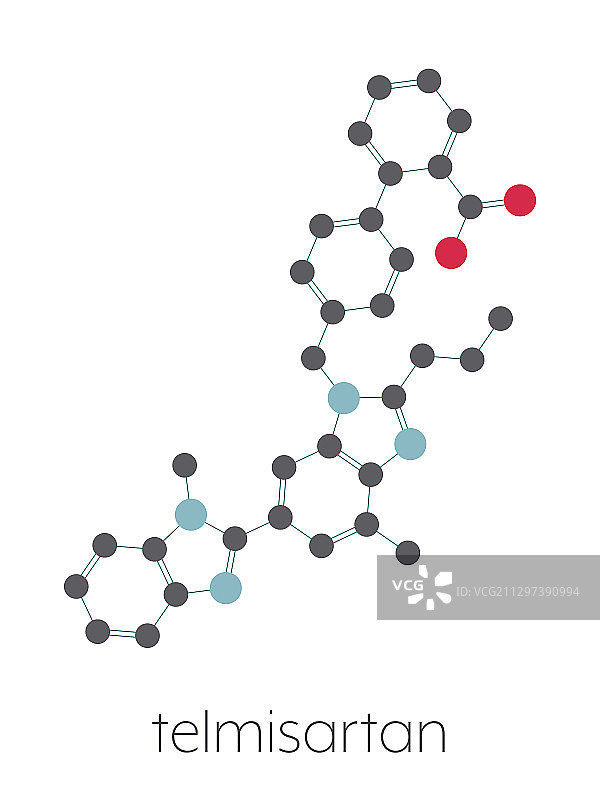 替米沙坦高血压药物，分子模型图片素材