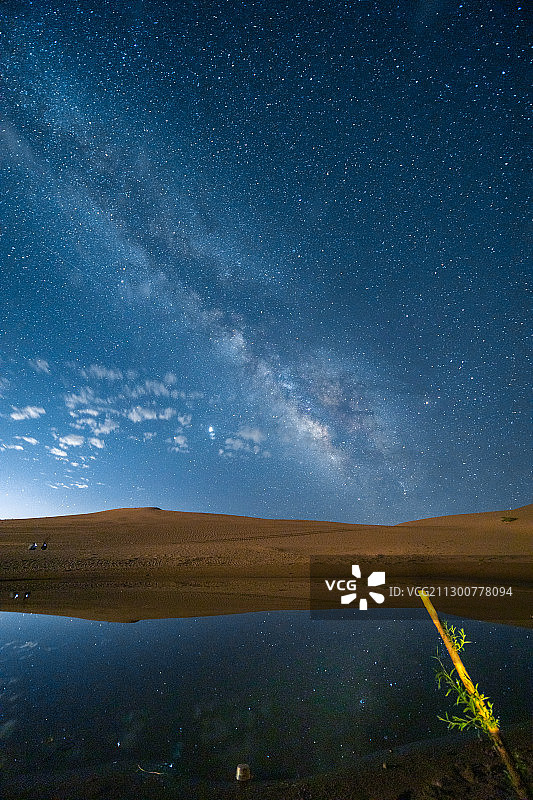 腾格里沙漠营地银河图片素材