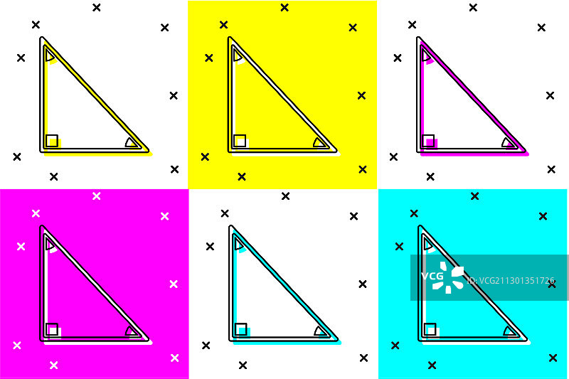 设置三角形数学图标孤立的颜色图片素材