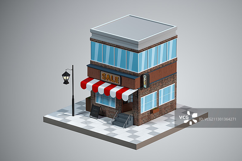 商店店铺模型 3D渲染图片素材