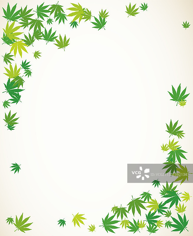 手绘大麻叶子框架背景图片素材