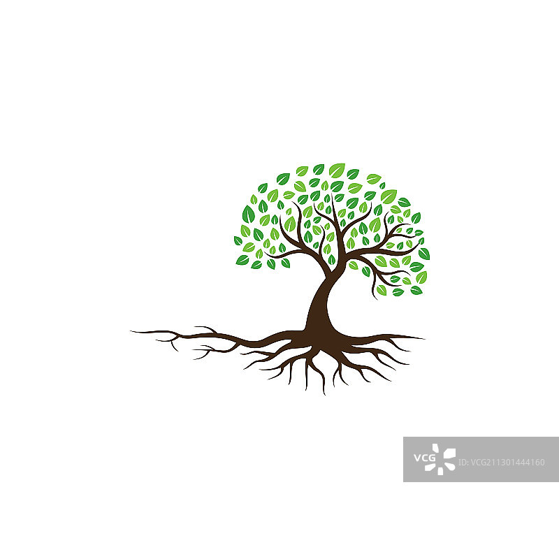 摘要树标志设计绿树和树叶图片素材