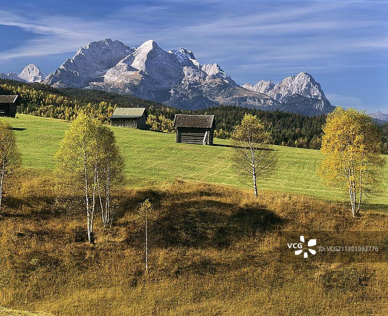 秋天的草原，湿地，密特瓦尔德森林，上巴伐利亚，德国巴伐利亚，欧洲图片素材