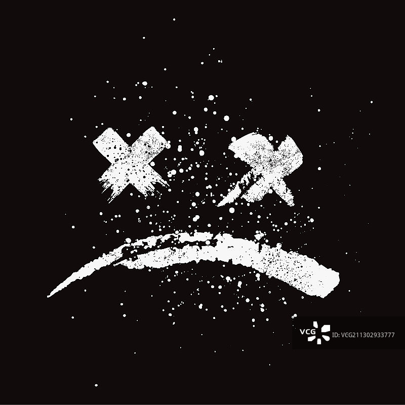 Grunge纹理手绘风格的悲伤脸表情符号图片素材