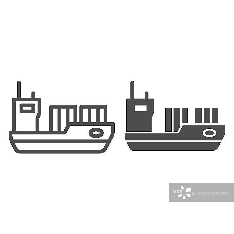 油船线和固体图标运输符号图片素材